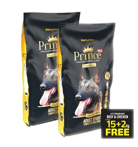 PRINCE – פרינס מזון סופר פרמיום לכלבים בוגרים על בסיס בקר ועוף 34 ק”ג